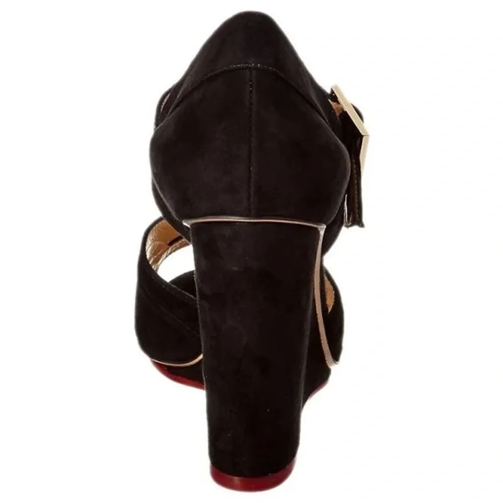 EUC CHARLOTTE OLYMPIA MARCELLA 100 SUEDE WEDGE IN BLACK
